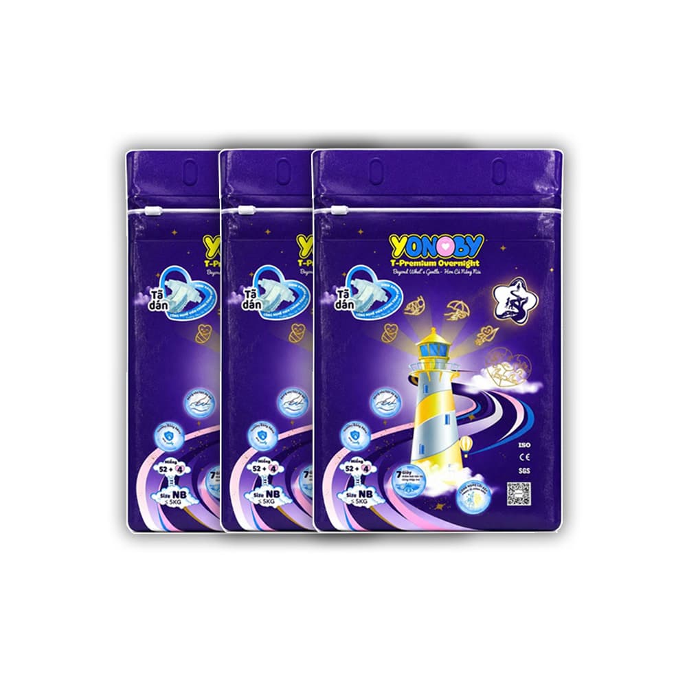 COMBO 3 Tã Dán Yonoby T-Premium Overnight
