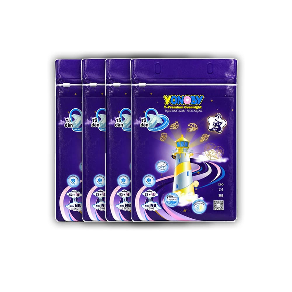 COMBO 4 Tã Dán Yonoby T-Premium Overnight