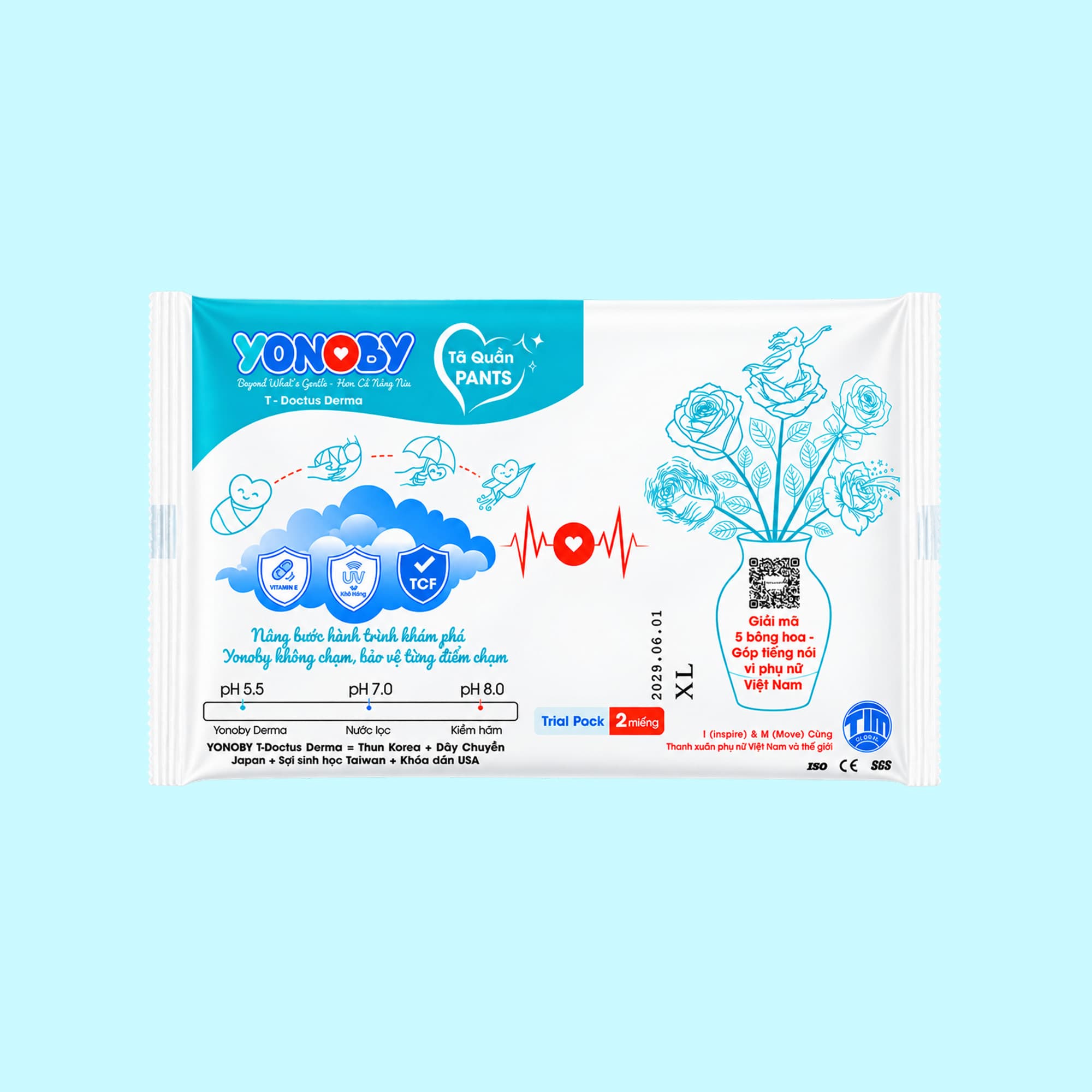 [Gói dùng thử] Tã/bỉm Quần Yonoby T-Doctus Derma